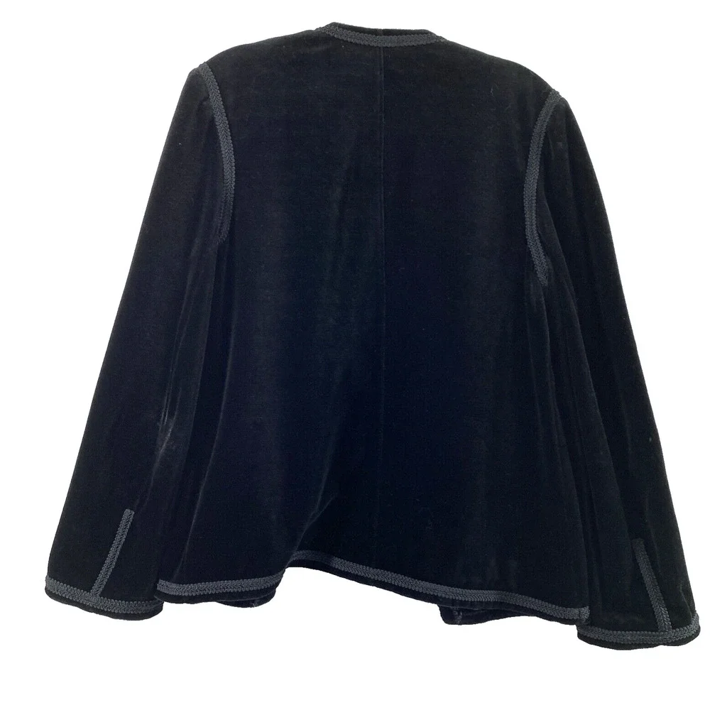 Vintage Act III Black Velvet Jacket Womens Small Party Event  Open‎ Front Goth - Picture 2 of 9